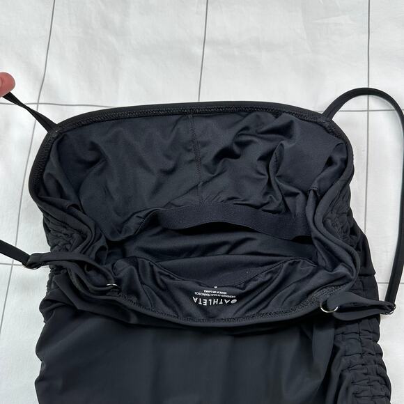 Athleta Swimsuit Womens Small Black Shirred One Piece Side Cinch Classic Stretch - Picture 5 of 8